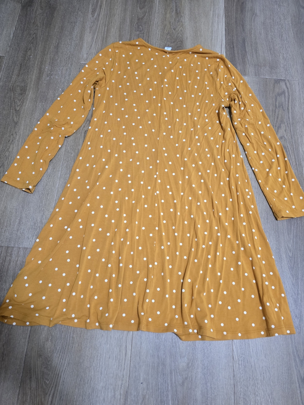 Polka Dot Mustard Long Sleeve Swing Dress